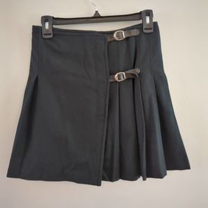 The Limited Black 100% Wool Pleated Buckled Skirt Size 6